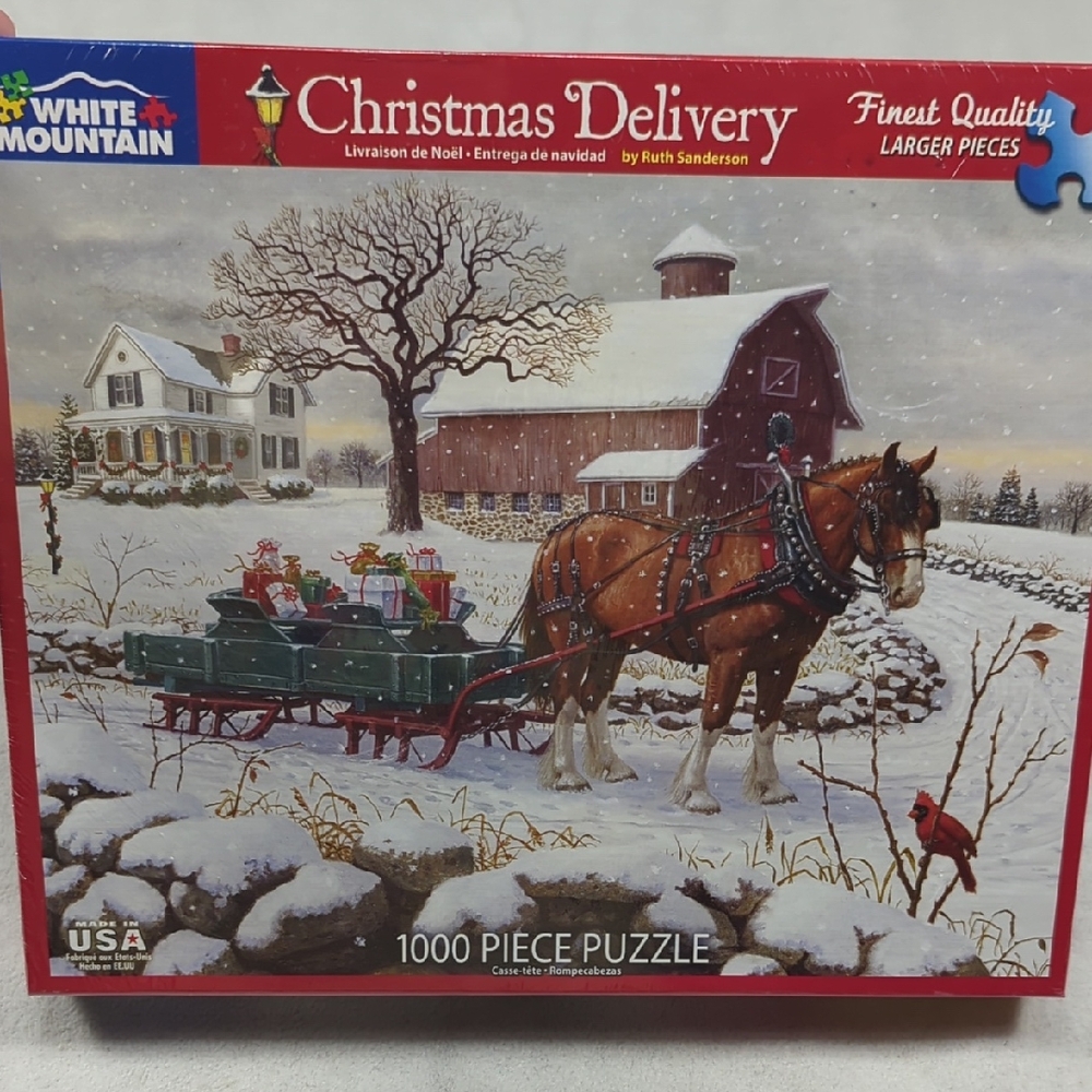 New White Mountain Christmas Delivery 1000 Piece‎ Puzzle Made In USA 24"X30"
